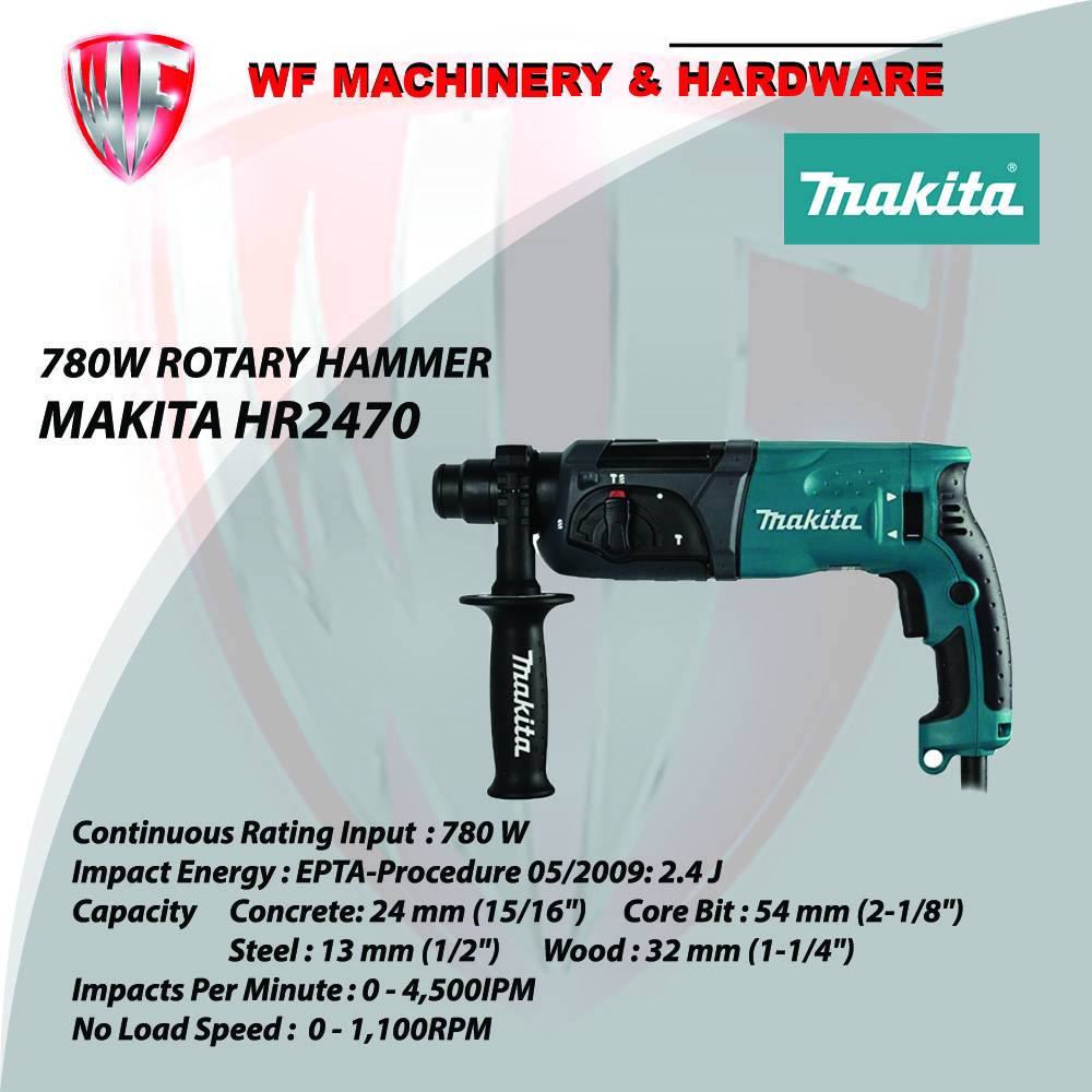 MAKITA HR2470 780W ROTARY HAMMER 24mm Drilling & Percussion (1 years warranty)